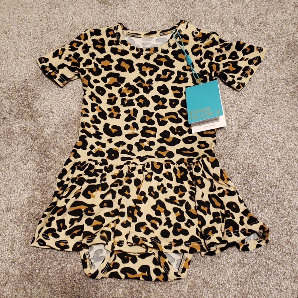 NWT Posh Peanut leopard skirted onesie 12-18 mo